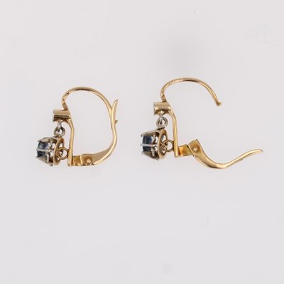 20th Century French Sapphire 18 Karat Yellow Gold Lever-Back