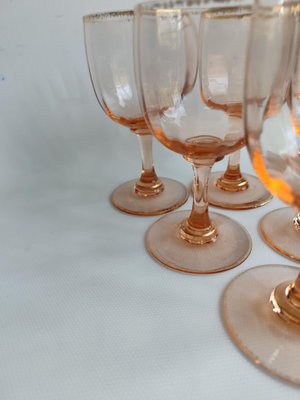 Große Kristallgläser mit Goldrand von Daum, 1930er, 6 . Set bei Pamono kaufen