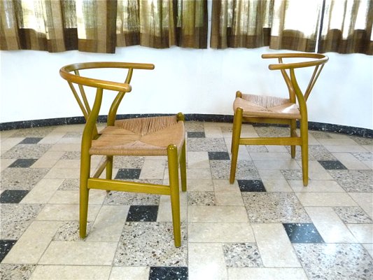 Ch 24 Wishbone Chairs By Hans J Wegner For Carl Hansen Son 1950s Set Of 6 For Sale At Pamono