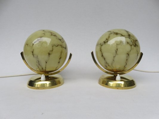 Vintage Art Deco Brass Bedside Lamps Set Of 2 For Sale At Pamono