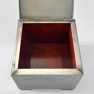 Art Deco Table Top Cigarette Box in Pewter & Wood from Ystad-Metall,  Sweden, 1930s for sale at Pamono