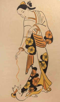 Leonard Tsuguharu Foujita, Geisha Playing with a Kitten