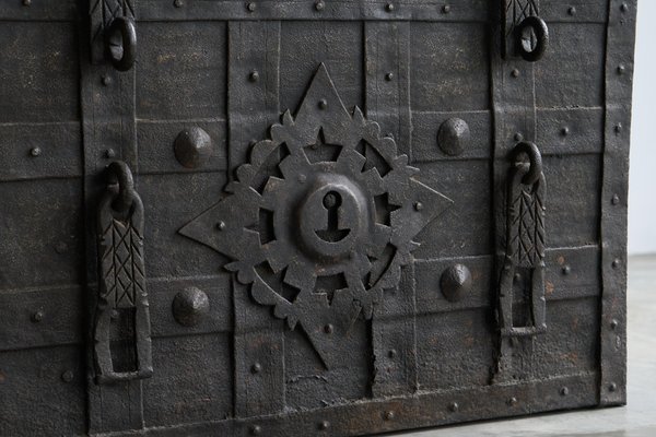 Antique Armada Box or Strongbox in Iron, Early 17th Century for