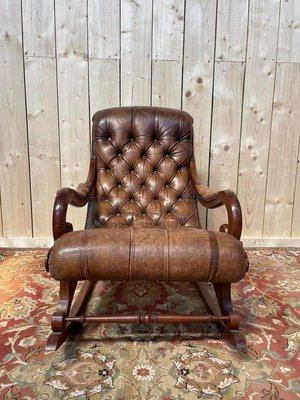 Chesterfileld Leather Rocking Chair for sale at Pamono