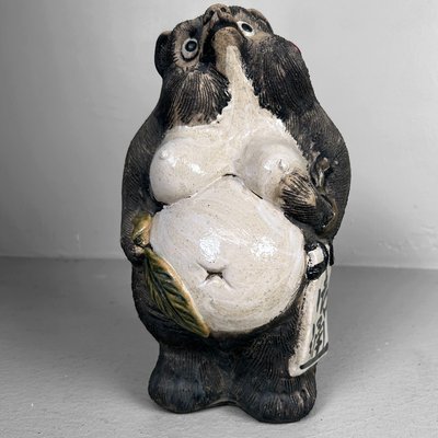 Female Tanuki with Red Bow Shigaraki Pottery, 1960s for sale at Pamono