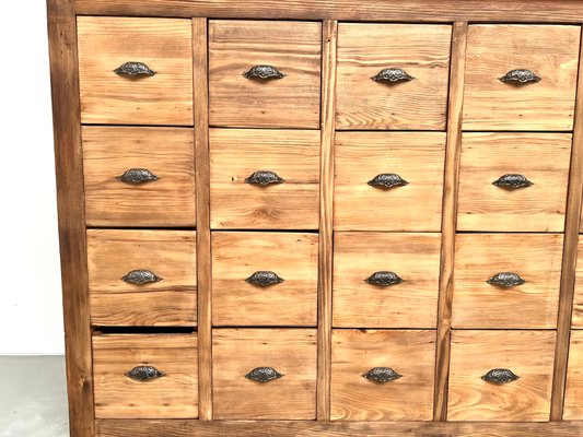 Vintage 24-Drawer Pine Craft Cabinet, 1950s for sale at Pamono