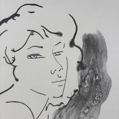Alain Bonnefoit, Large Japanese Sumi-E Style Nude, 1991
