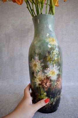 Impressionist Vase Montigny Sur Loing, Atelier g.delvaux, Signed