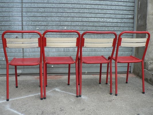 Vintage French Metal Bistro Chairs Set Of 4