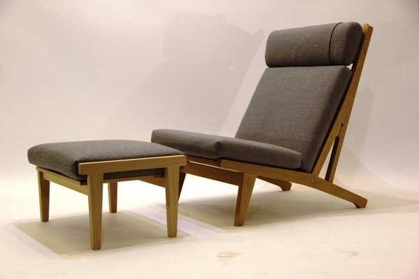 Ge 375 Lounge Chair Footstool By Hans J Wegner For Getama