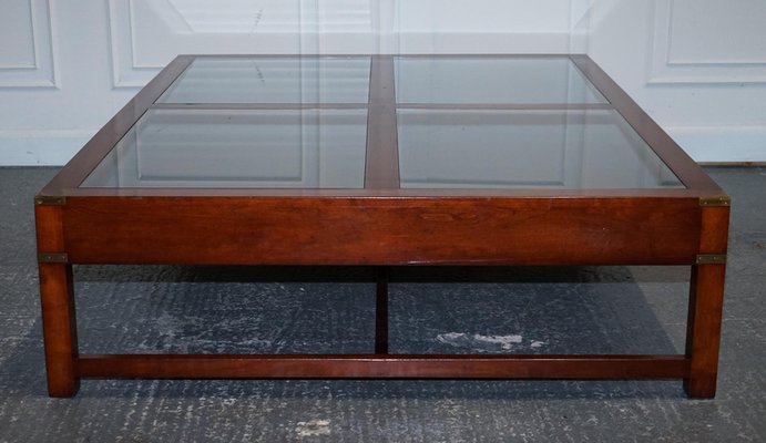 Very Large Coffee Table with Inlaid Glass Panels from Kennedy