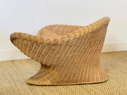 Vintage Sculptural Lotus Meditation Chair and Half-Moon Table in