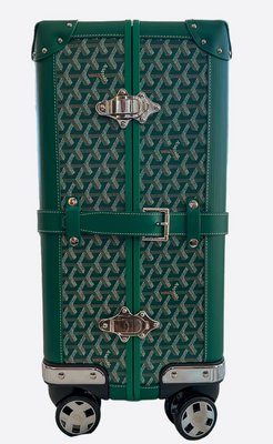 French Goyard Bourget Trolley Suitcase in Goyardine Canvas and