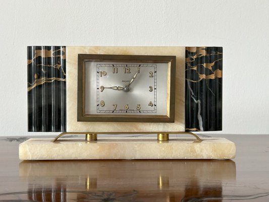 Art Deco Marble Table Clock from Bayard, France, 1930s for sale at