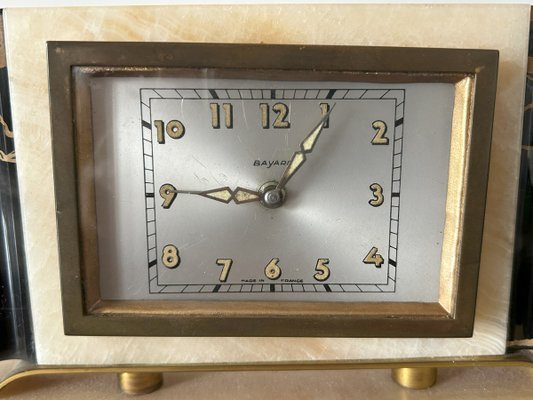 Art Deco Marble Table Clock from Bayard, France, 1930s for sale at