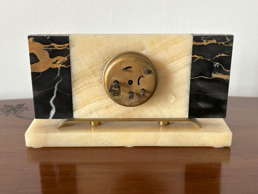 Art Deco Marble Table Clock from Bayard, France, 1930s for sale at