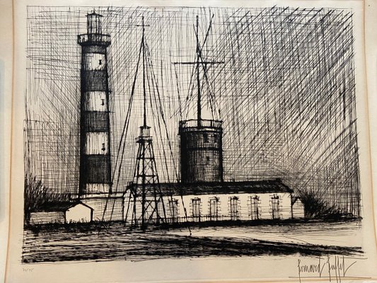 Bernard Buffet, Lighthouse, Original Drypoint Etching for sale at