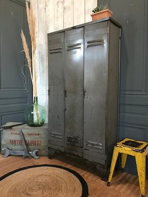 Vintage 3 Door Industrial Locker From Strafor For Sale At Pamono