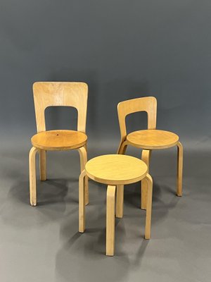 Vintage Chairs Model 65 by Alvar Aalto for Artek, Set of 4 for