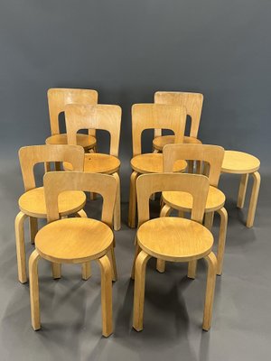 Vintage Chairs Model 65 by Alvar Aalto for Artek, Set of 4 for