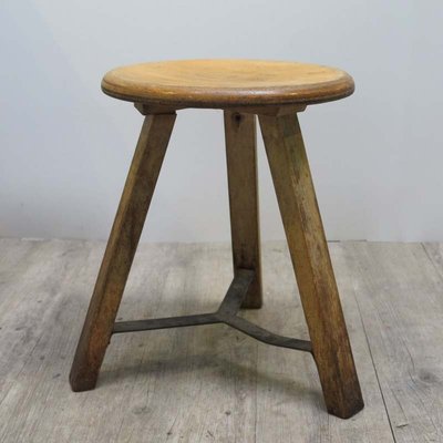 Vintage Industrial Wooden Stool For Sale At Pamono