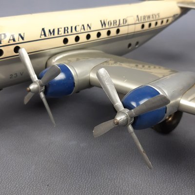 American World Airways Pan Am Metal Toy Plane Vintage Tin Toy
