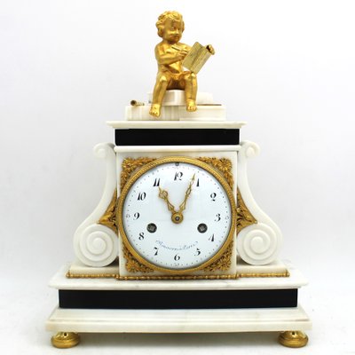 Louis XVI Pendulum Clock in Gilt Bronze and Marble, 1700s for sale