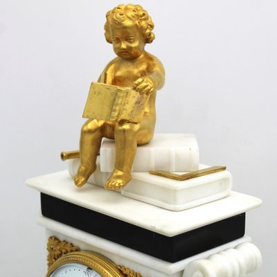 Louis XVI Pendulum Clock in Gilt Bronze and Marble, 1700s for sale