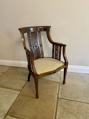 Antique Edwardian Mahogany Inlaid Desk Chair, 1900s for sale at Pamono