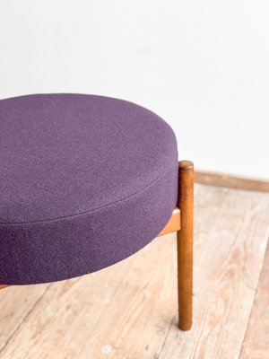スツール Denmark Vintage Teak Stool Vintage Danish Teak and Bouclé Stool by Spøttrup, 1960s for