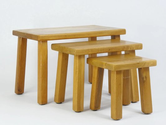 Vintage Nesting Tables in Light Oak, Set of for sale at Pamono