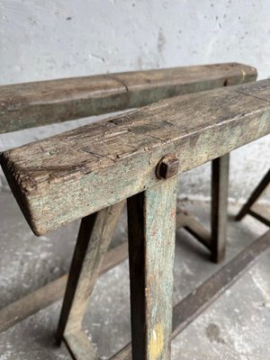 Industrial Wooden Trestles, 1940s, Set of 2 for sale at Pamono