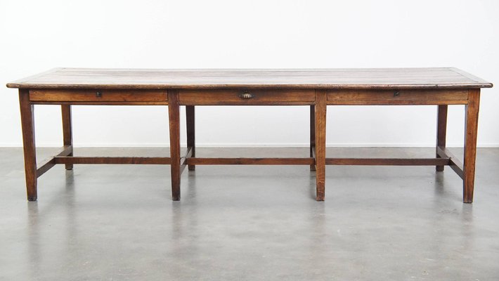 Large Antique English Oak Dining Table, Early 19th Century for