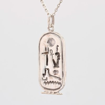 Sterling Silver Egyptian Hieroglyphics Pendant Modern Silver