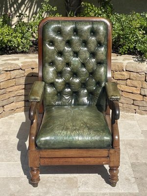 Chesterfield Sessel aus Mahagoni in Grün bei Pamono kaufen