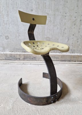 Postmodern Metal Tractor Seat Chairs, 1990, Set of 4 for sale at