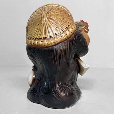 Vintage Japanese Tanuki Statue Lucky Charm with Money Pouch, 1980