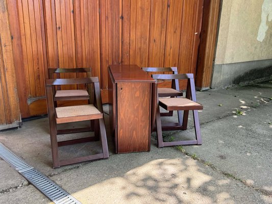 Sedie vintage pieghevoli e tavolo da pranzo ribaltabile, anni '60
