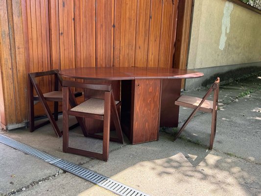 Vintage Folding Chairs and Drop-Leaf Dining Table, 1960s, Set of