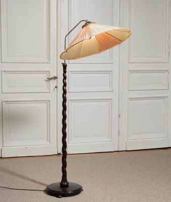 Art Nouveau Floor Lamp with Twisted Wood Stand, 1940s for sale at