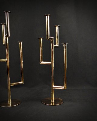 Kerzenhalter aus Vergoldetem Messing von Karl Hagenauer für Wiener