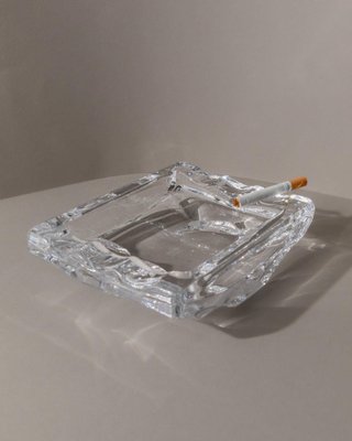 Grand Cendrier 3 Cigarettes En Cristal Taillé - Vintage Années 60/70 - Fabriqué En Italie - Pièce Ancienne