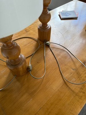 Turned Wooden Lamps, 1950, Set of 2 for sale at Pamono