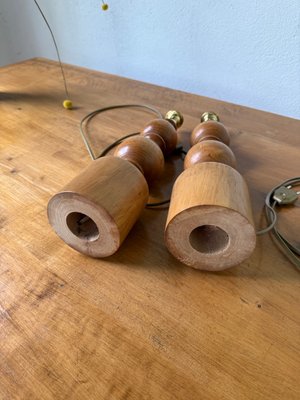 Turned Wooden Lamps, 1950, Set of 2 for sale at Pamono