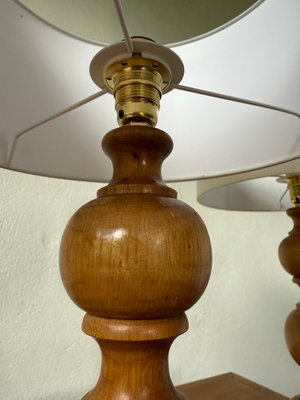 Turned Wooden Lamps, 1950, Set of 2 for sale at Pamono