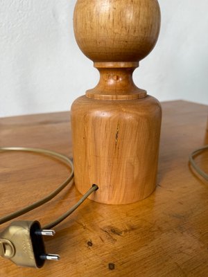 Turned Wooden Lamps, 1950, Set of 2 for sale at Pamono