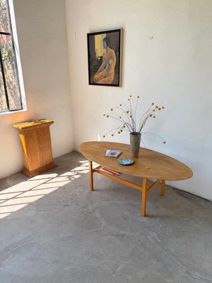 Oval Coffee Table Beech by Aalto for Ikea, 1980 for sale at Pamono