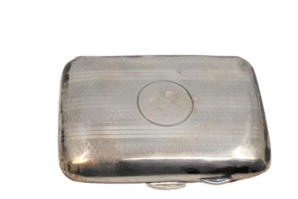 silver cigarette case for sale Guilloche Silver Cigarette Case with Bands