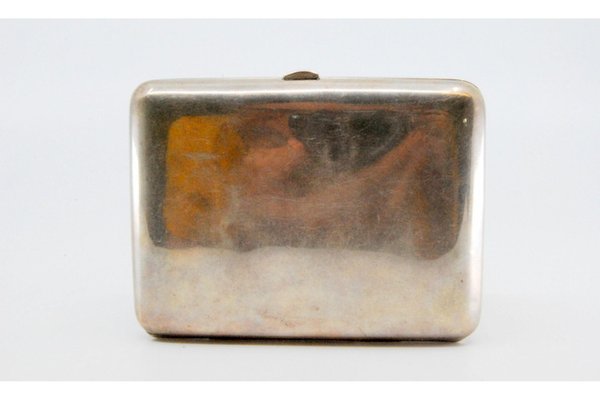 Plain Silver Cigarette Case with Hinged Lid
