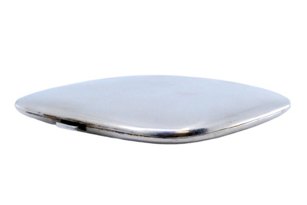 plain cigarette case Plain Silver Cigarette Case in the Shape of a Soap with a Golden Interior  and a Hinged Lid